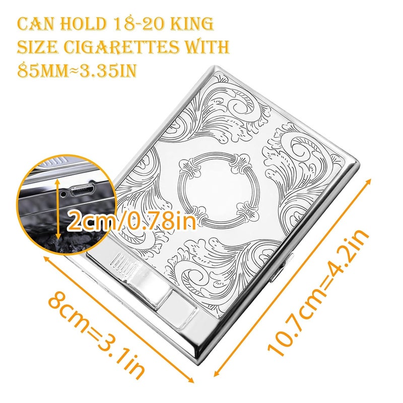 MUniqe Metal Cigarette case Double Sided Spring Clip Open Pocket Holder with Electric Lighter for 85mm Cigarettes Case Holder - Image 2